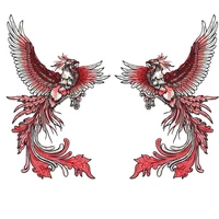 sewing on large red phoenix patches for clothing applique embroidery patch decals peacock phoenix 3d diy clothing accessories
