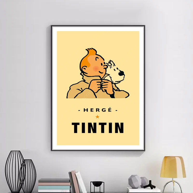 

Mars Exploration The Adventures of Tintin Dog Comic Painting Vintage Kraft Poster Coated Wall Stickers Home Decor Gift