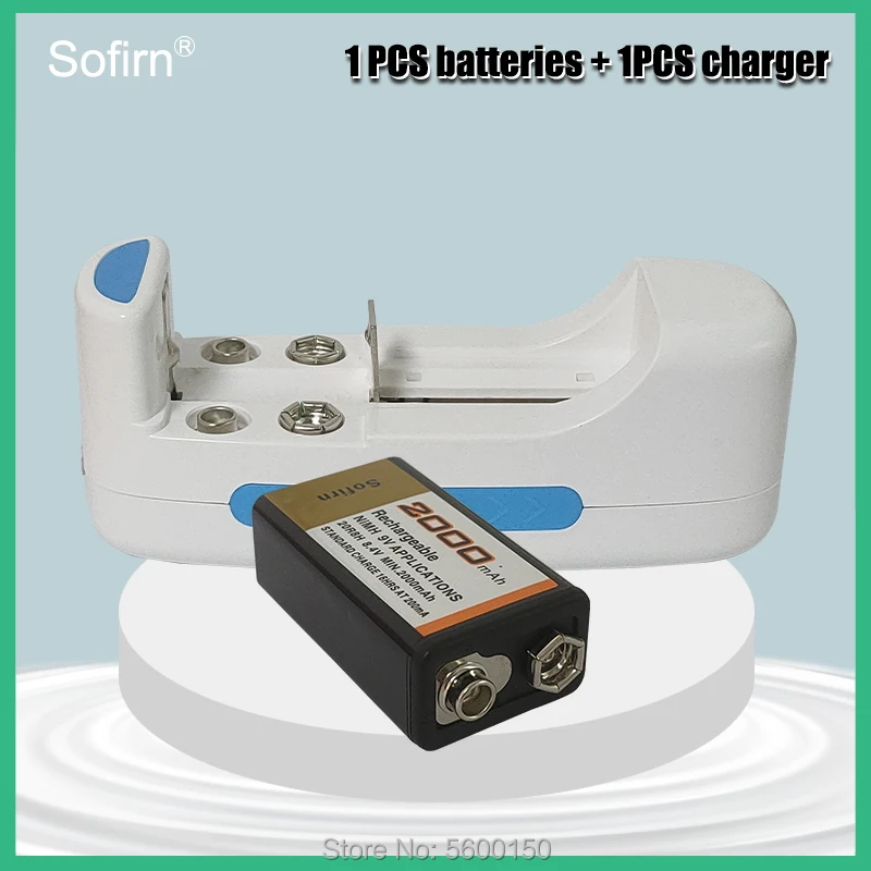 Sofirn 2000mAh 9V Rechargeable Ni-MH Battery  + universal 9v AA AAA 18650 CR123aA Battery Charger