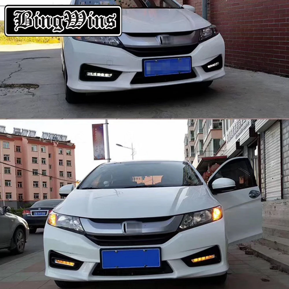 

Car styling For 14-19 Honda City daytime running lamp modified led streamer running horse turning to daytime driving fog lamp