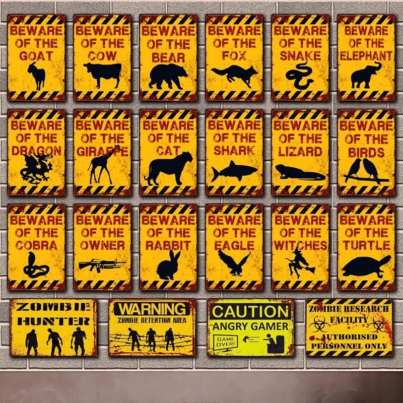 

[ Kelly66 ] Beware of Smake Shark Hunter Eaqle Vintage Metal Sign Tin Poster Home Decor Bar Wall Art Painting 20*30 CM Size Dy5