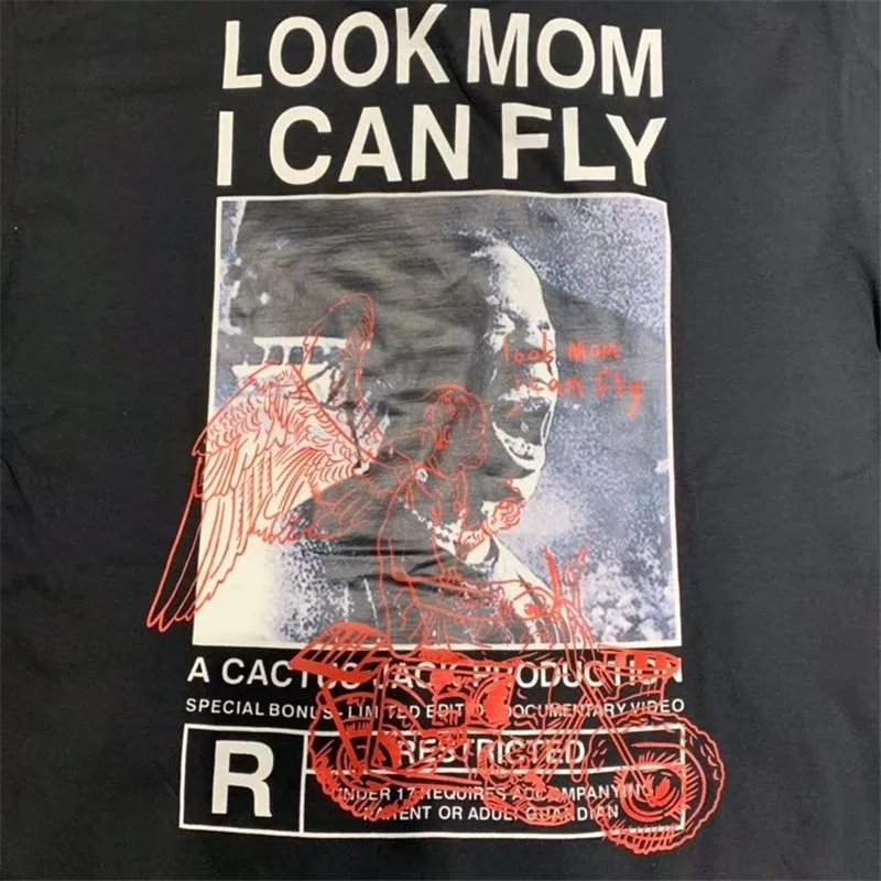 

2021ss Travis Scott Look Mom i Can Fly Custom Astroworld T-shirt Men Women Tees