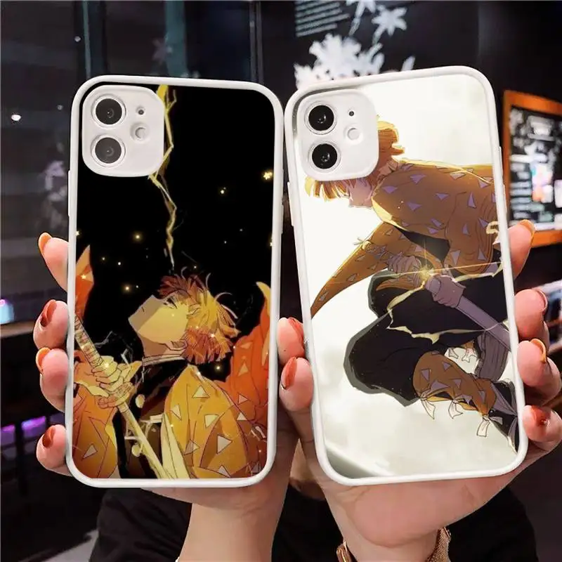 

Demon Slayer Phone Case Matte Transparent for iPhone 7 8 11 12 s mini pro X XS XR MAX Plus Clear mobile bag Anime Cartoon Cool