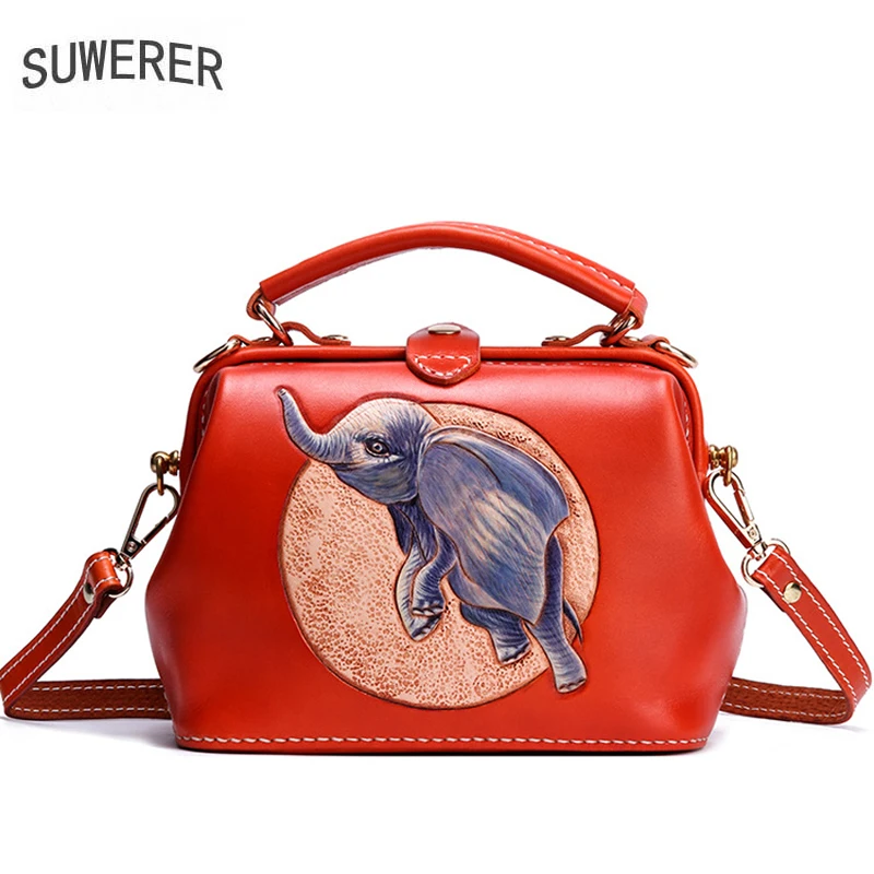

New Women Genuine Leather bag luxury handbags women bags designer Hand carved Female bag fashion real cowhide bag
