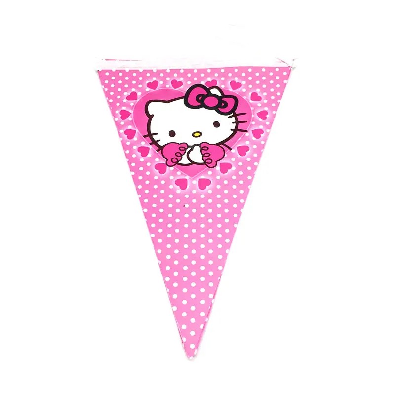 Flags-10pcs 1 шт., розовый рисунок hello kitty, 108*180 см, для украшения дня рождения, Детские вечерние принадлежности, одноразовая посуда, скатерть для душа ребенка - Цвет: Flags-10pcs