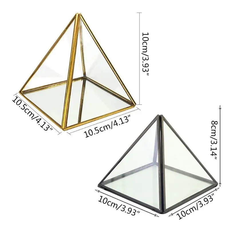 

Pyramid Storage Box Glass Terrarium Design Jewelry Holder Clear Faceted Succulent Air Plant Planter Box Pot/Keepsake Black)