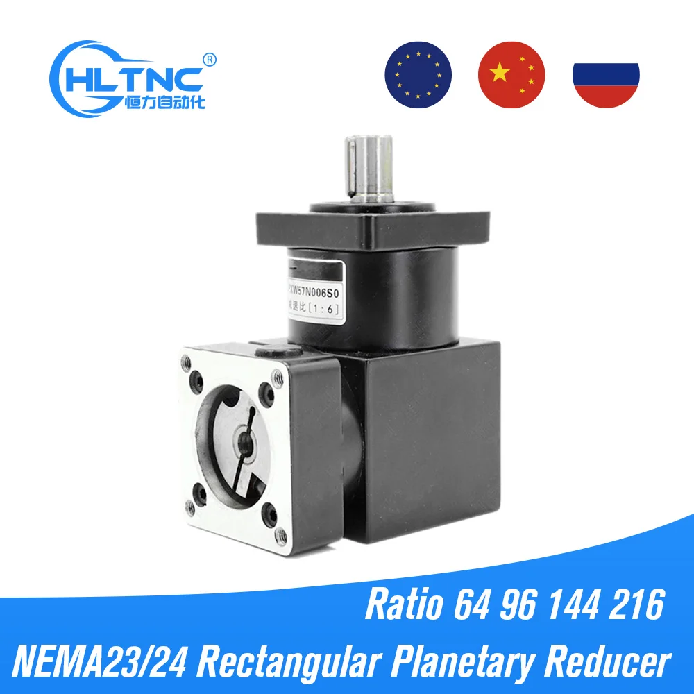 Прямоугольный Nema 23 24 прямоугольный планетарный редуктор с соотношением 64 96 144 216