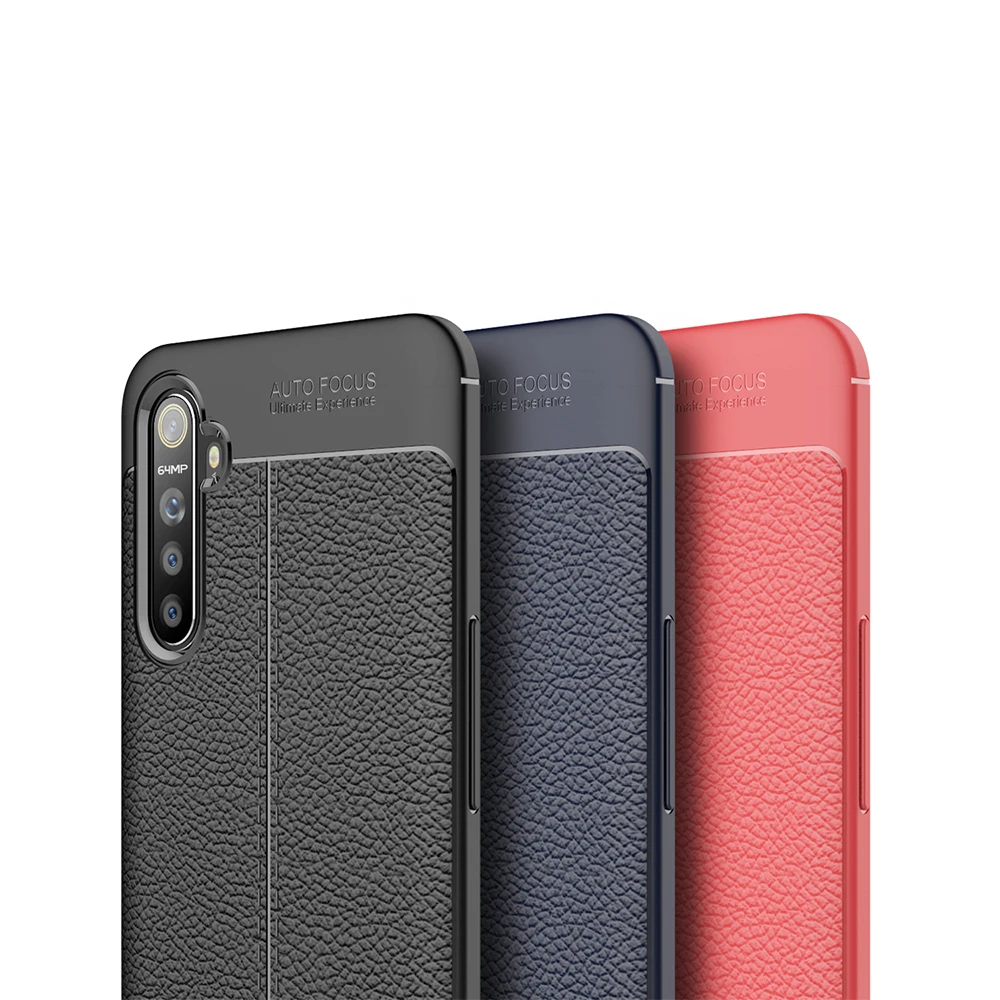 Простой силиконовый кожаный чехол с личи для OPPO Reaime X2 XT Realme 5 Pro R15X Rone 2