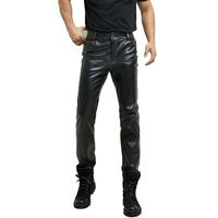cowskin pants mens casual slim cowskin pants quality genuine leather pants male elongated pencil leather pants