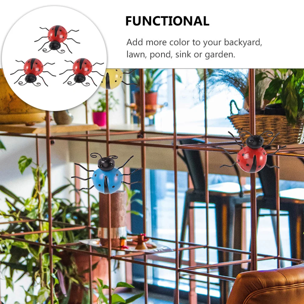 

3pcs Simulated Ladybug Adornments Iron Art Ladybug Ornaments (Assorted Color)