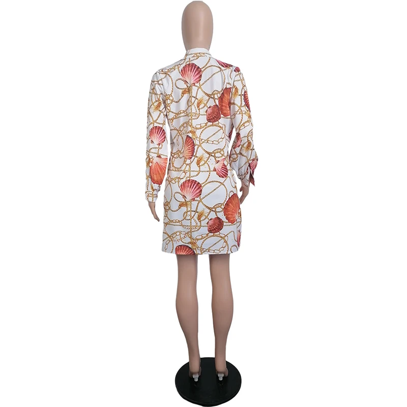 

Kricesseen Casual White Print Shirt Dress Without Clain Women Hot Sale Long Sleeve Loose Bodycon Mini Dress 2021 Vestdios