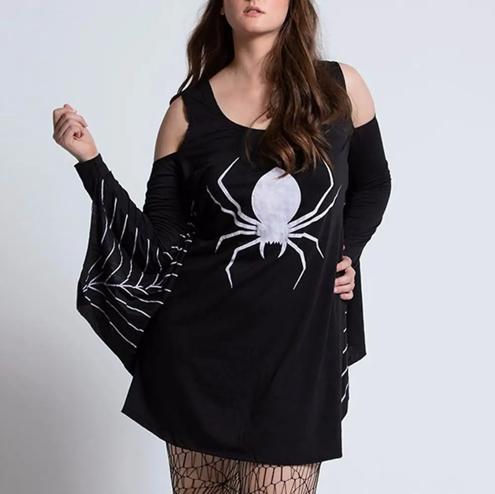 Женское платье костюм для вечевечерние НКИ на Хэллоуин одежда с принтом паутины