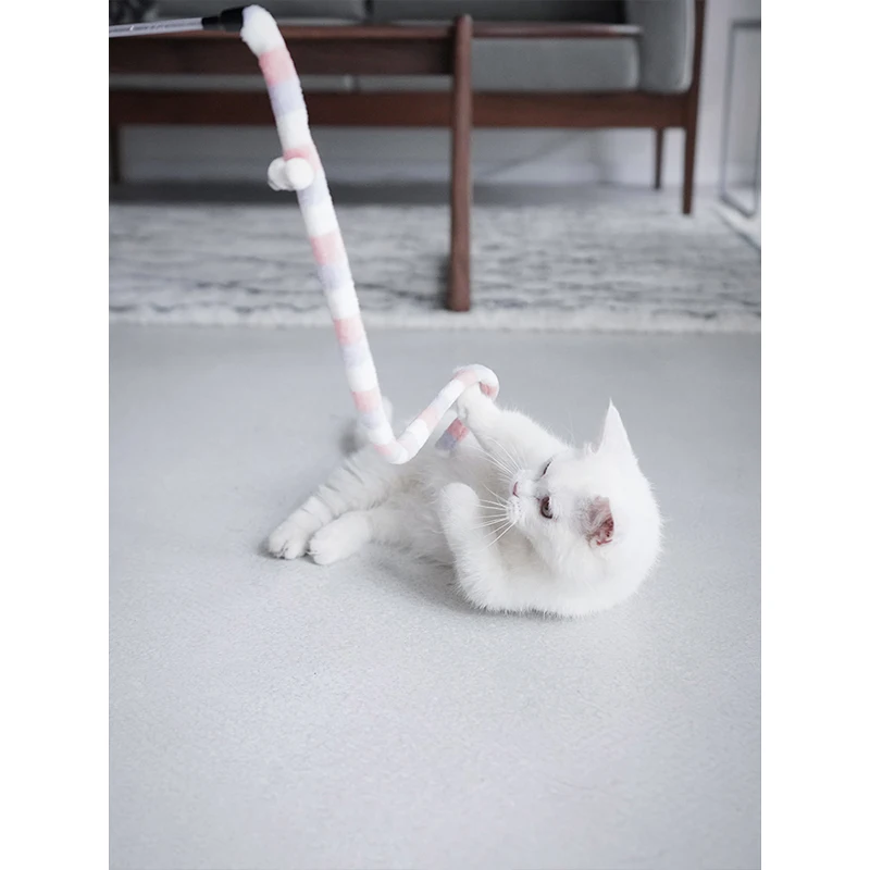 

Interactive Pet Cat Toy Feather Cat Teaser Wand Toy Pet Cat Supplies Cat Accessory Funny Caterpillar Colorful Rod Teaser Wand