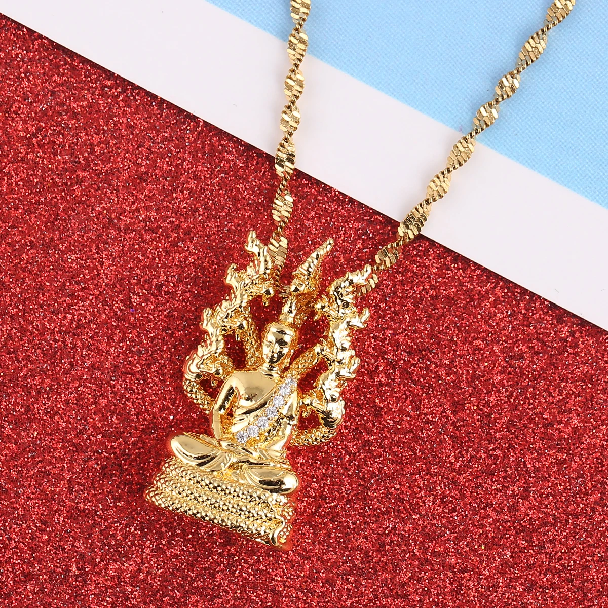 Позолоченное камбоджийское Стильное ожерелье в виде Будды ювелирные изделия