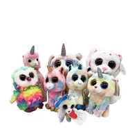 ty beanie boos sparkling big eyes candy girl unicorn color owl pink alpaca childrens plush toy doll christmas birthday gift 15c