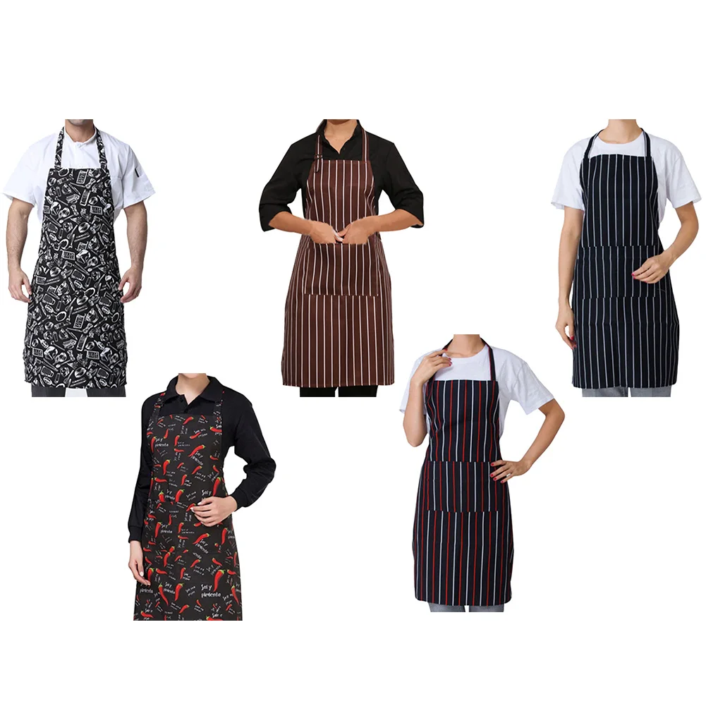 

Adjustable Half-length Adult Apron Striped Hotel Restaurant Chef Waiter Apron Kitchen Cook Apron With 2 Pockets