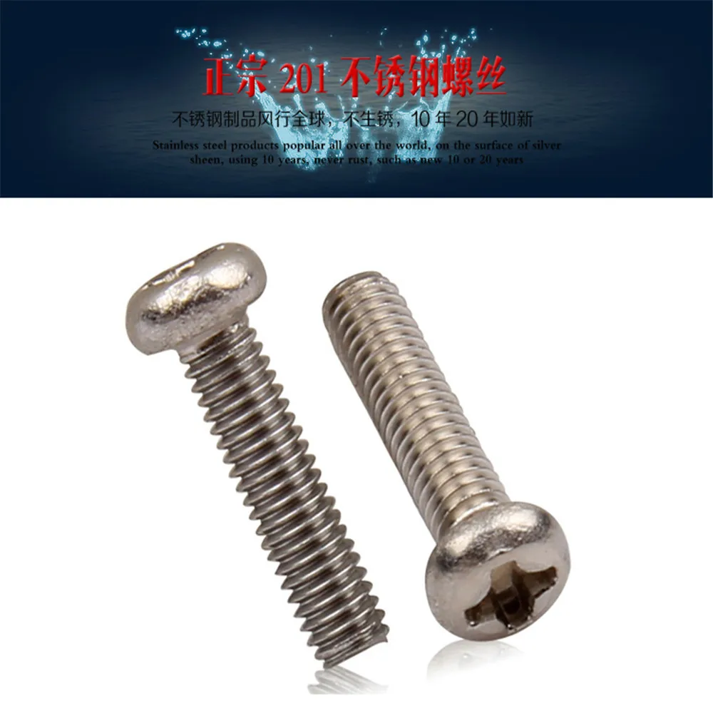 

100pcs Inch Size 1/4 Cross Recessed Raised Counter Pan Head Screws Stainless Steel Flat VIS Screw PC Inoxydable ISO7045/DIN7985