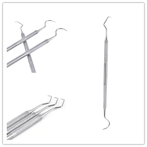 Стоматологический прибор для чистки зубов с двойными концами из нержавеющей