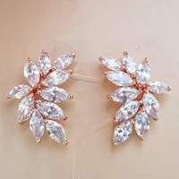huitan dainty stud earrings for women silver colorrose gold color inlay shiny cz delicate ladys accessories versatile jewelry