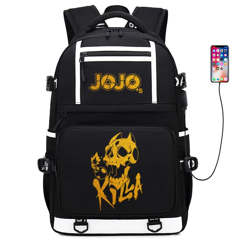 JoJo невероятное приключение с золотым принтом школьная сумка большой дорожный Рюкзак Школьные сумки Oxford для девочек-подростков с рисунком из аниме книжные сумки