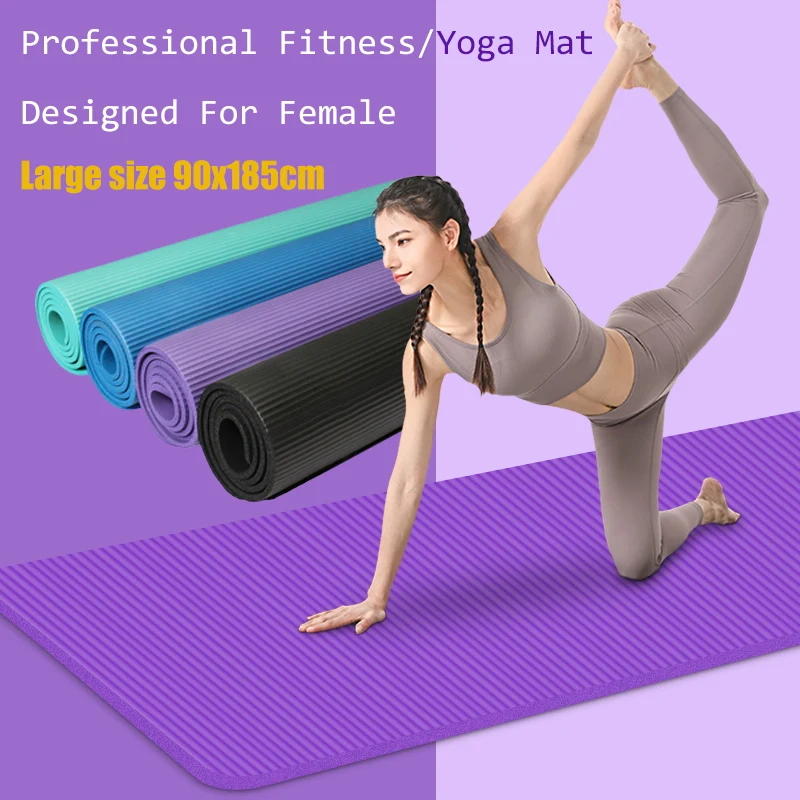 

XL Yoga Mat Thick 10mm NBR Sport Exercise Mats For Gym Home Fitness Matt Gymnastics Cardio, 90cm x 185cm Wide