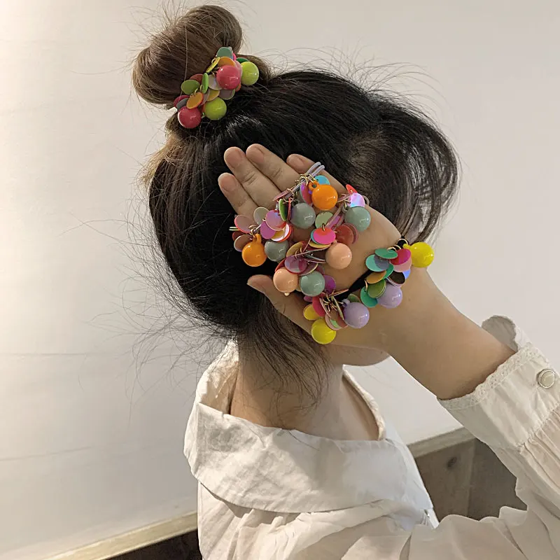 Блестящая резинка для волос M MISM девочек аксессуары ярких цветов в Корейском