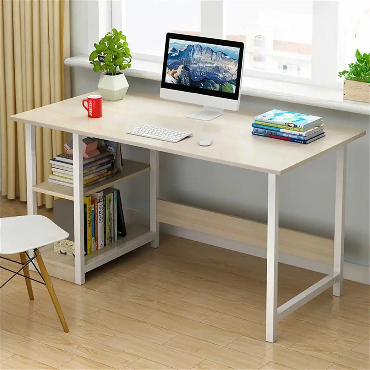 47"/39" Desktop Computer Desk PC Laptop Table with 2-Tier Storage Shelves Writing Desk Workstation for Home/Office/Study Room