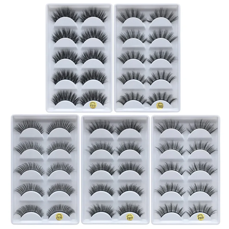 

5Pairs Soft Mink Hair False Eyelashes Handmade Wispy Fluffy Long Think Lashes Nature Eye Makeup Tools Faux Eye Lashes Drop Ship