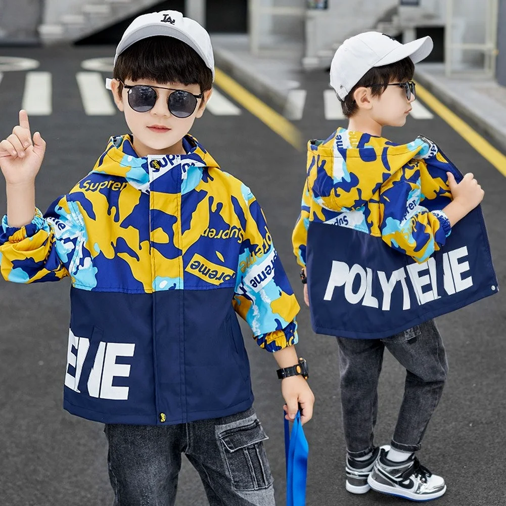 

Korean Version Boys Fashion Windbreaker 2021 Spring And Autumn And Winter New Children's Camouflage Casual Tooling Jacket