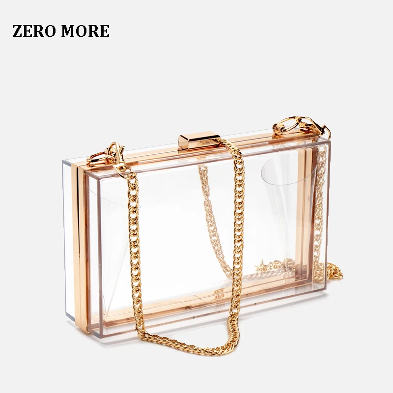 Women Acrylic Clear Clutch Transparent Crossbody Purse Evening Bag Sport Events Stadium Approved Chain Strap Gold/Silver | Багаж и сумки