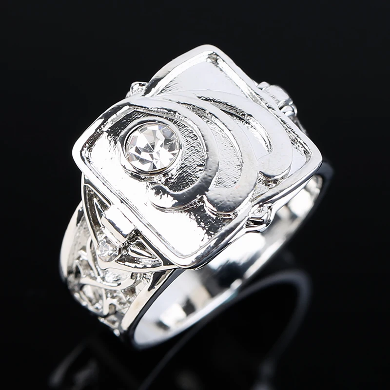 

Fashion Gold Plated Cute Secret Room Coffin Ring White CZ Stone Engraved Rings For Men Women Punk Party Jewelry Gift H4Z189