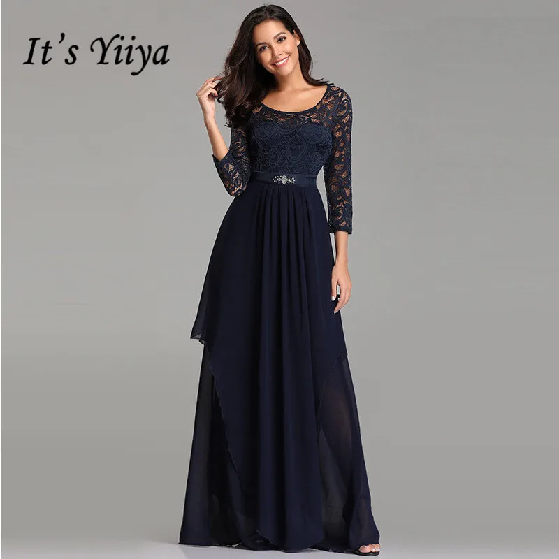 Its' Yiiya вечернее платье с О образным вырезом в пол Платье трапециевидного