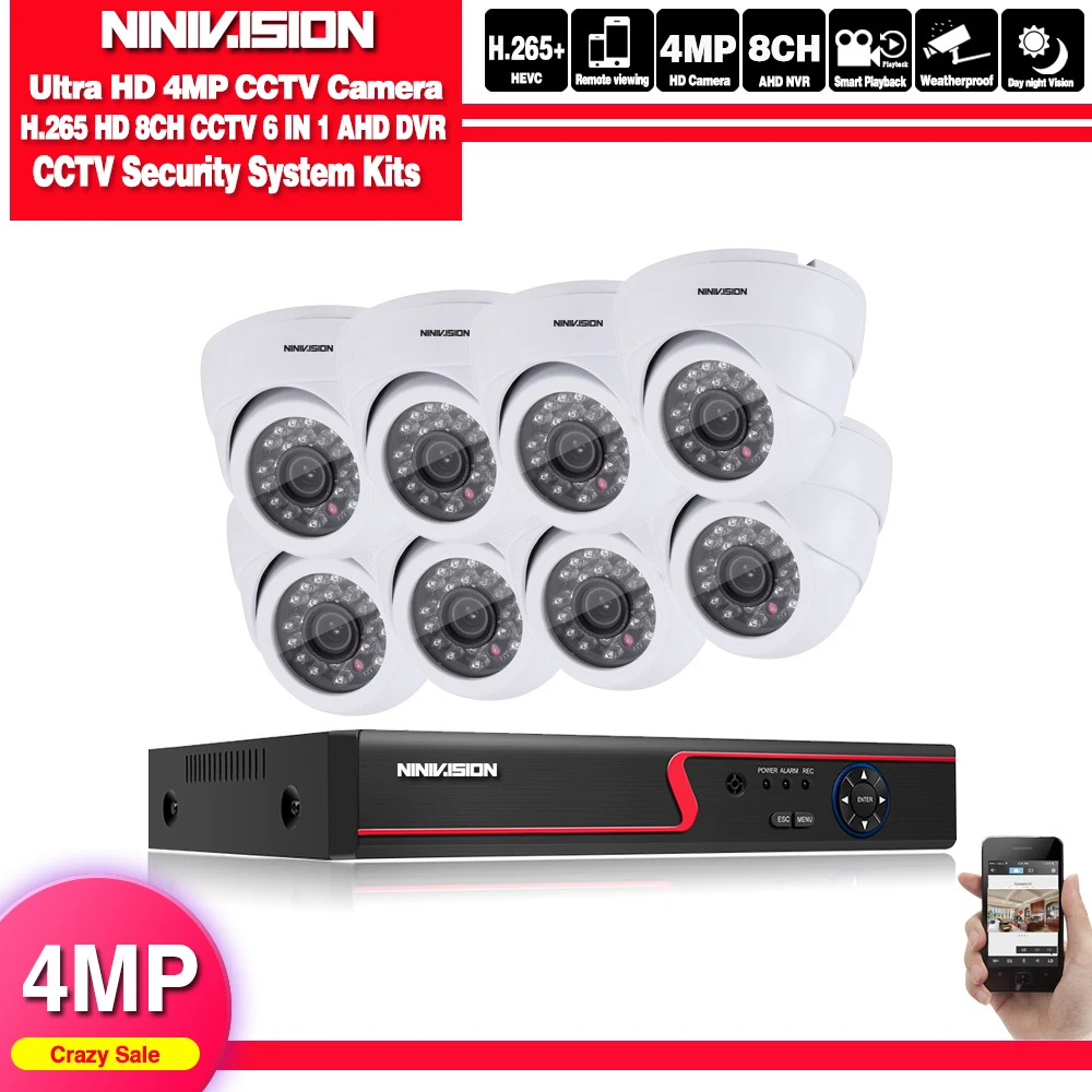 H.265 HD 1080P 5MP 8CH CCTV система безопасности AHD DVR комплект 8*4 Мп 2560*1440p камера безопасности для помещений и улицы - Цвет: Белый