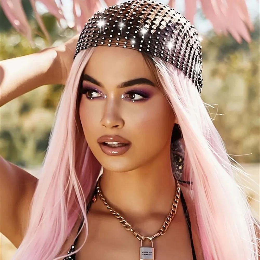 Bling Rhinestone Mesh Hollow Sexy Body Chain Bra Pants Suit for Women Nightclub Luxury Crystal Bikini Cover Up Tops Jewelry | Украшения и