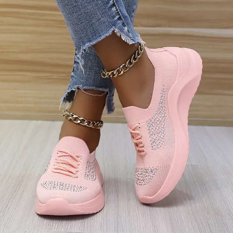 

Spring 2021 Women Sneakers Breathable Casual Socks Shoes Lace Up Ladies Shoes Female Students Vulcanized Shoes Zapatos Mujer