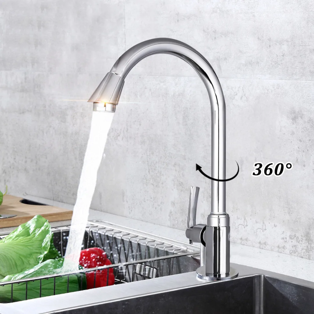 

Kitchen Faucet 360 Degree Swivel Cold Water Tap Stainless Steel Bathroom Single Hole Faucet Tap