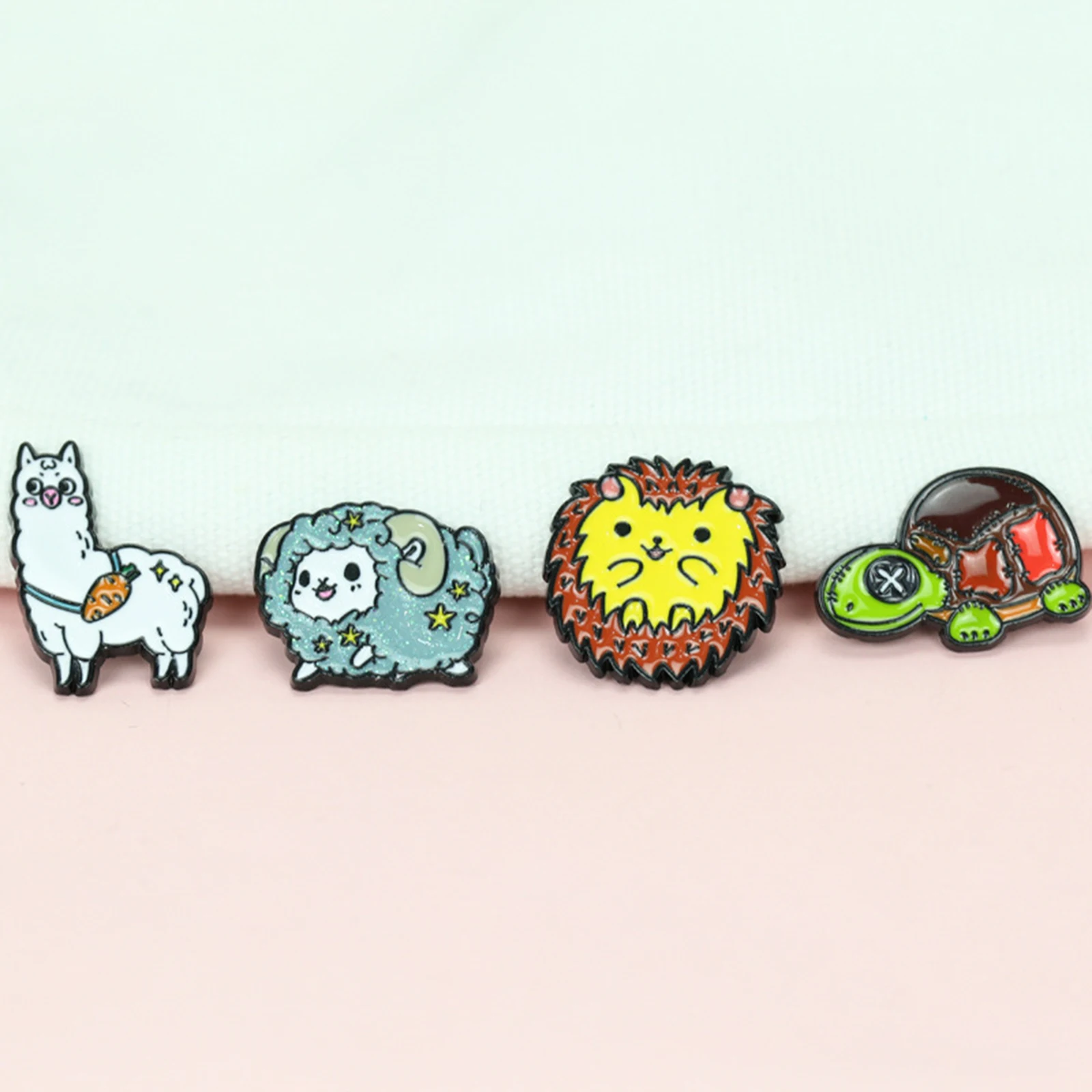 

Cartoon Animal Enamel Pin Alpaca Cat Tortoise Brooch Bag Clothes Lapel Pin Button Badge Jewelry Gift For Best Friends