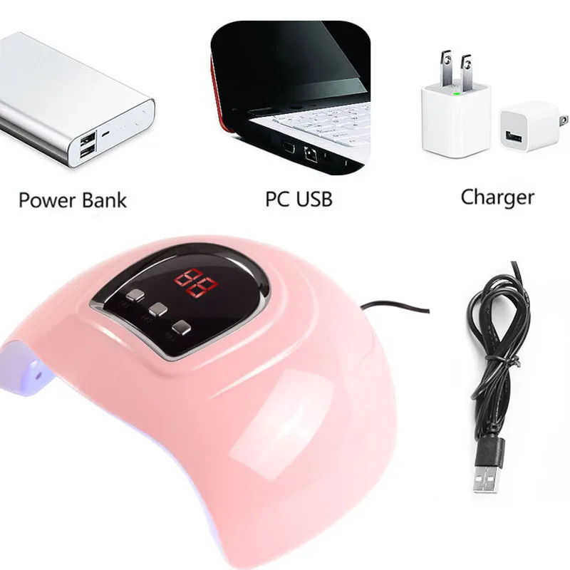 

54W 18LEDs Professional UV LED Nail Lamp Pink 3 Gears uv Light For Gel Nails On Table For Salon DIY Lamp Nail Accessories Tools
