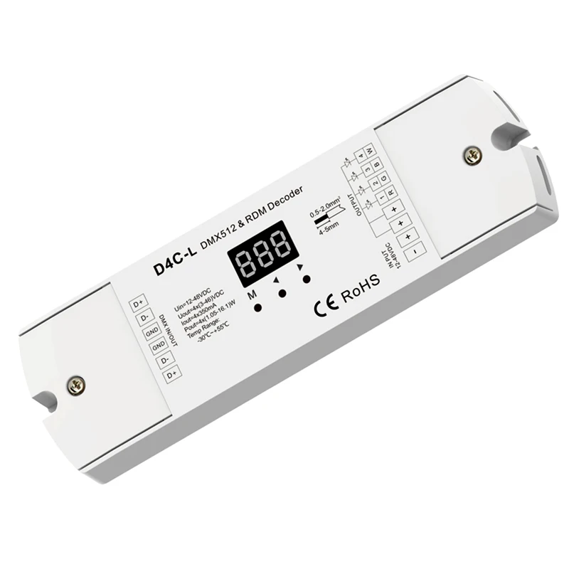 4CH постоянный ток DMX512 и RDM декодер 350mA/700mA D4C L RGB/RGBW ШИМ Текущий приемник Цифровой