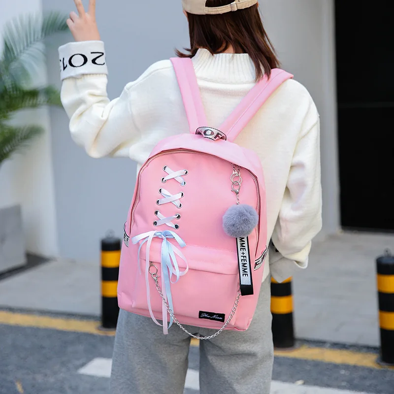 5 шт./компл. рюкзак для студентов с ленточной цепочкой дорожный сумки девочек