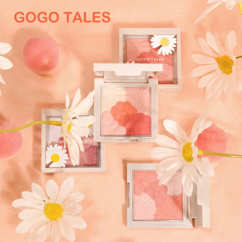 Палетка румян для макияжа минеральная пудра медовый персик розовый румяна