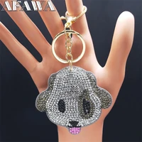 2022 fashion cut crystal pet dog keyring for women big animal bag accessories gold color jewelry porte clef femme kxhk3s01