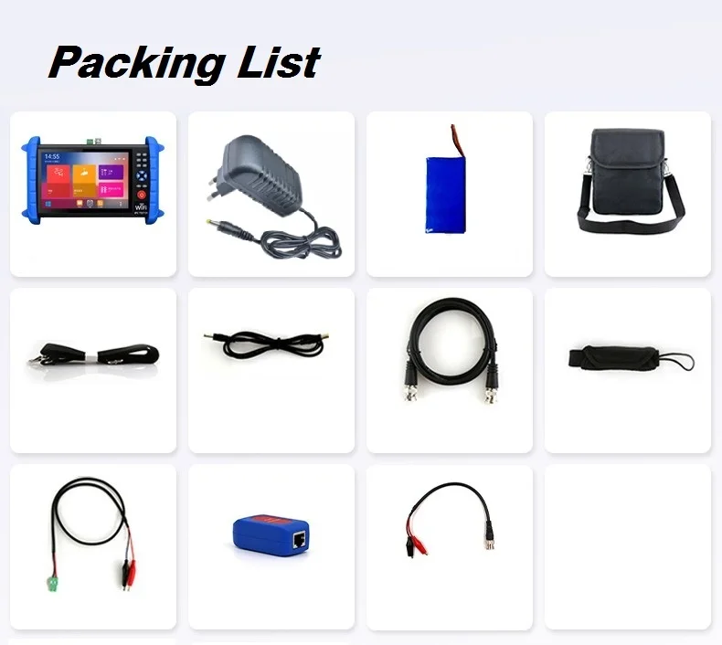 Новый 7-дюймовый HD Профессиональный тестер видеонаблюдения монитор IP TVI CVI AHD