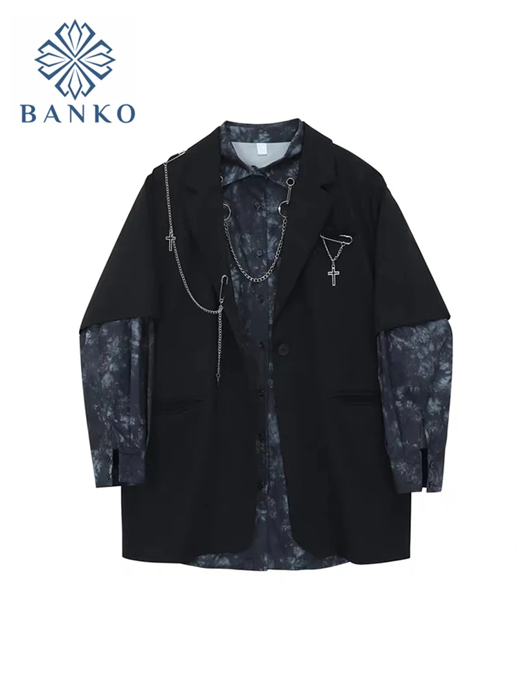 Осенний комплект из двух предметов Женская корейская мода свободная рубашка