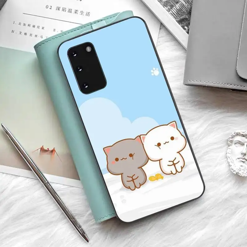

I LOVE U Couple Lovely Cute Gray Cat Phone Case for Samsung S10 21 20 9 8 plus lite S20 UlTRA 7edge