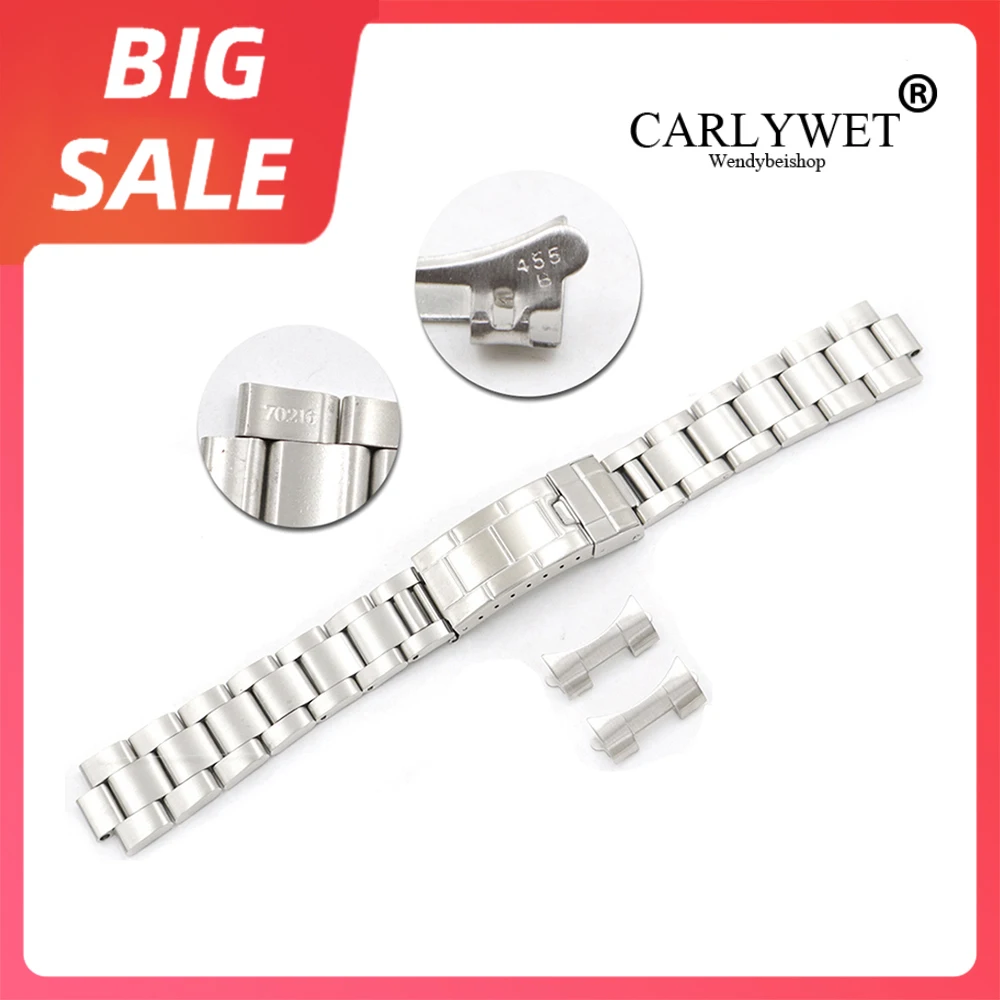 

Ремешок для часов CARLYWET, 20 мм, сталь 316L, полый изогнутый конец, Скользящий замок, застежка, серебряный браслет с кисточкой для часов, винтажный Submariner Oyster
