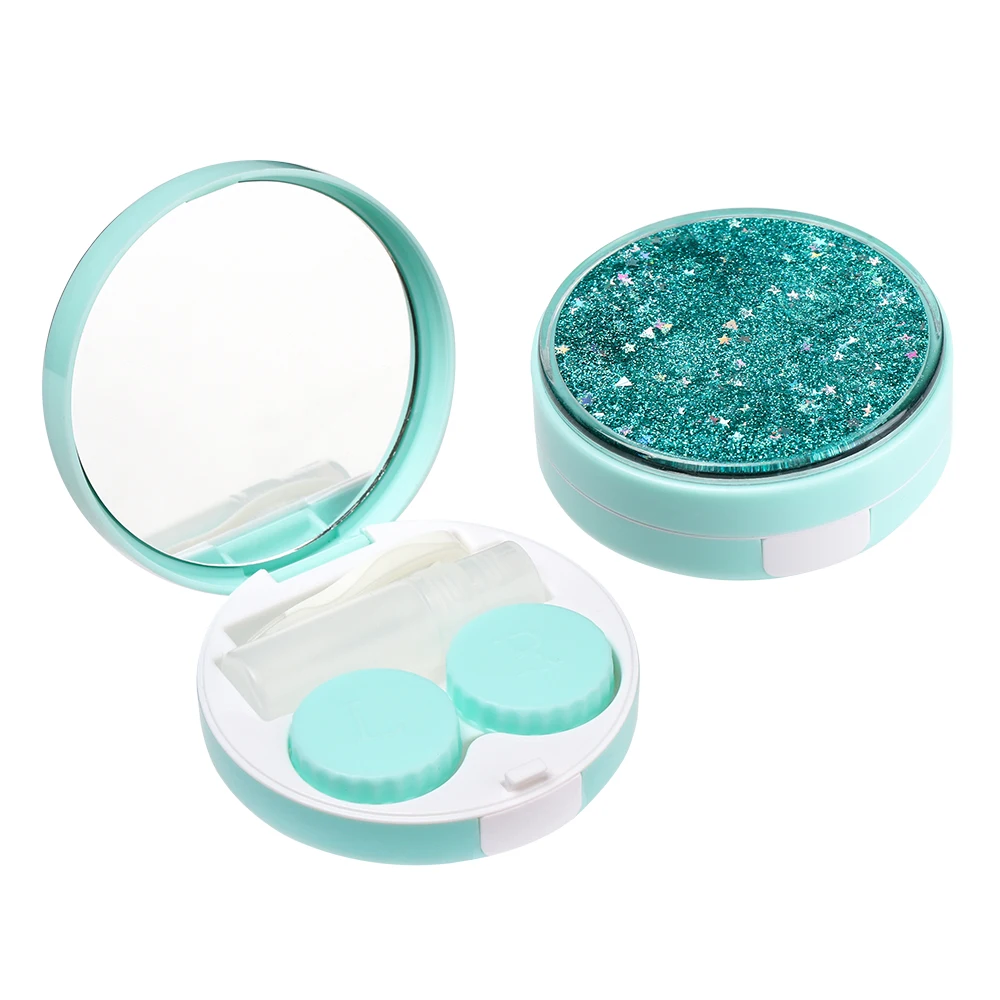 1 шт. модный портативный футляр для контактных линз блестящий круглый набор ухода