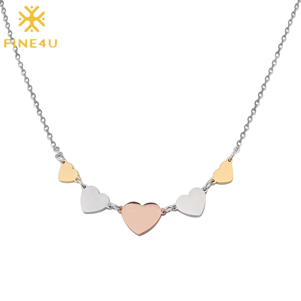 Ожерелье FINE4U N284 маленькое милое ожерелье с кулоном в форме сердца из нержавеющей