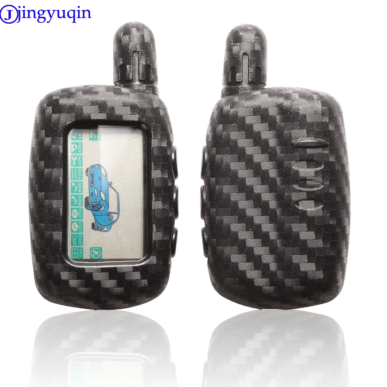 jingyuqin 2-way LCD Remote KeyChain A9 Carbon Silicone Case For Two Way Car Alarm System Twage Starline | Автомобили и мотоциклы