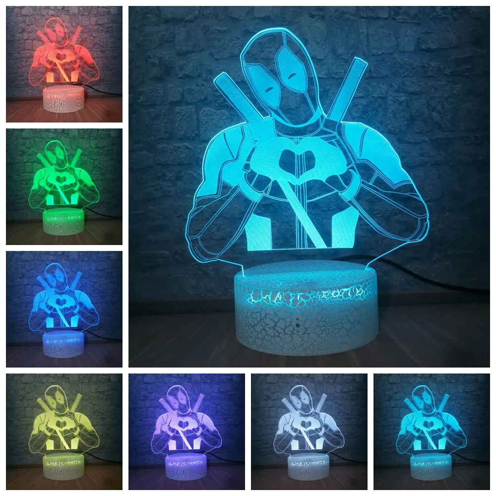 3D креативный светильник Marvel Мстители Супергерои Иллюзия многоцветный RGB